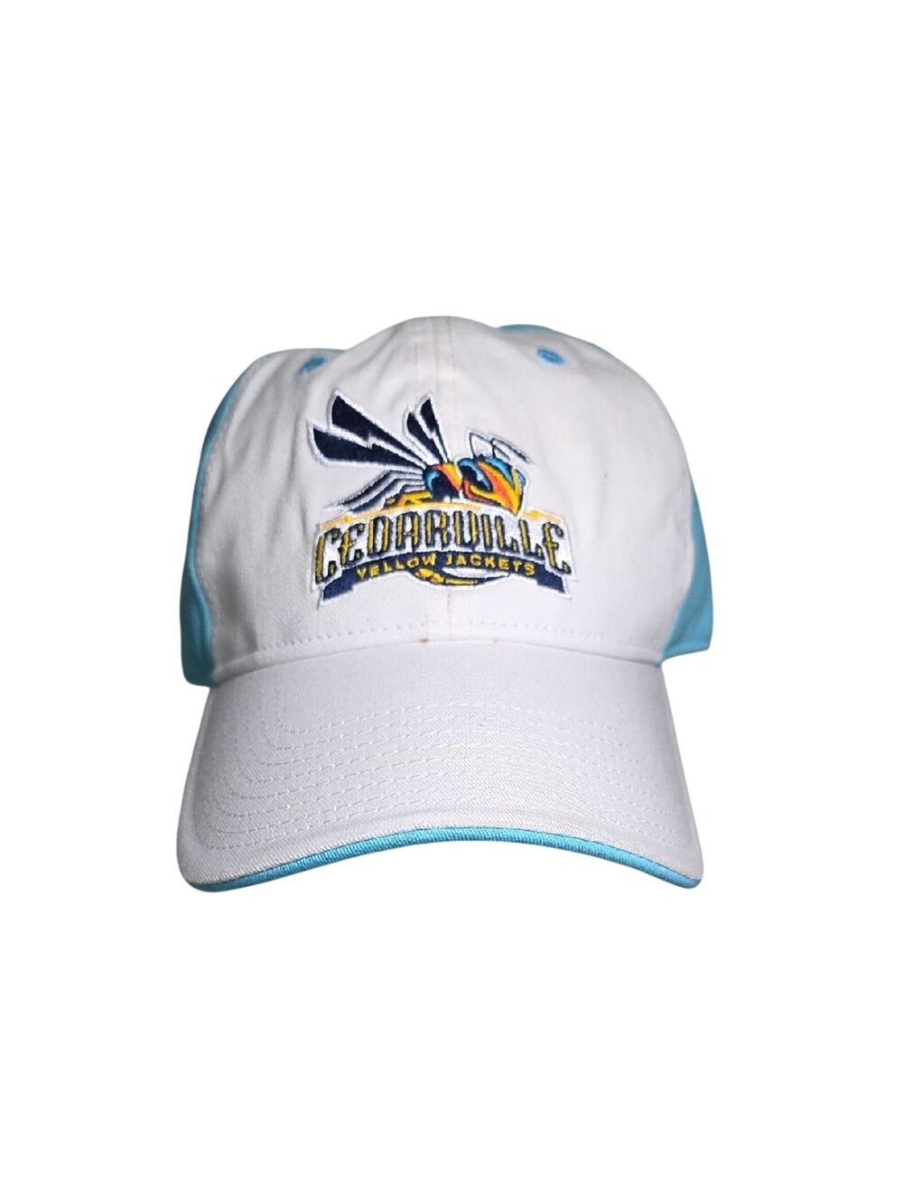 Cedarville Yellow Jackets White and Blue Cap Adjustable Baseball Hat